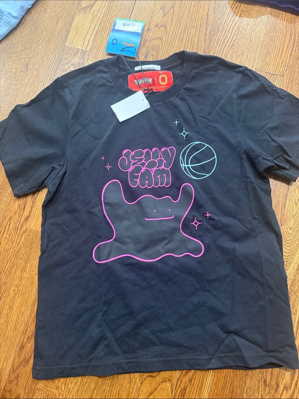 pokemon/overtime collab. Graphic Tee in Black with Neon Print